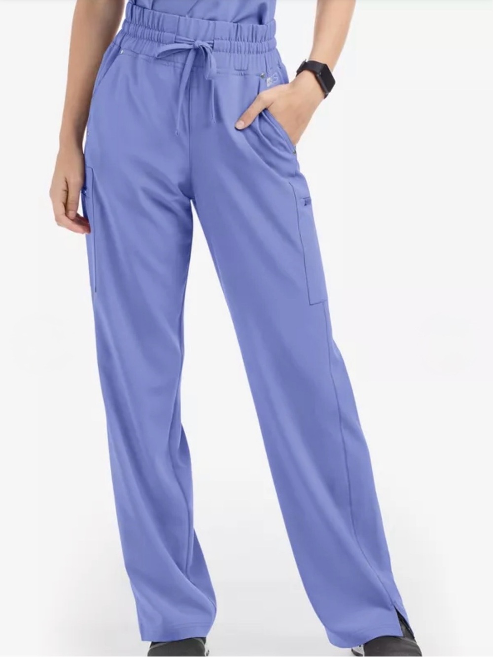 Easy Stretch Women's Ellie 5-Pocket High Waisted Wide Leg Scrub Pants-Tall Ceil